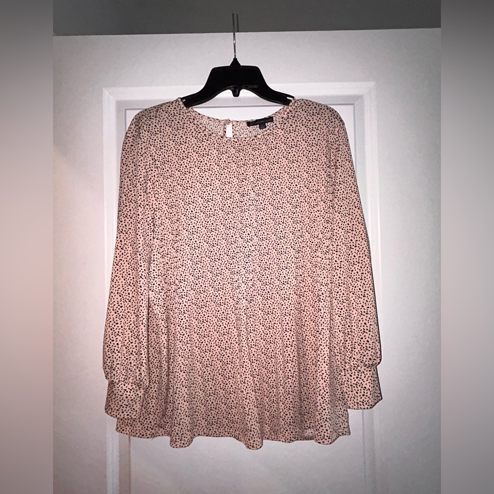Adrianna Papell Blush Pink Printed Long-Sleeve Peasant Top